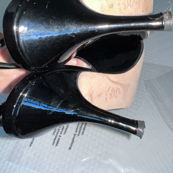 Butter Black Patent Leather Italian Leather Slingback Pump Pointed Toe Heels - Picture 7 of 10